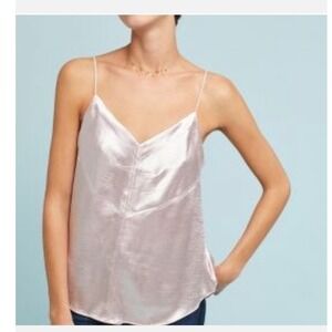 Moulinette Soeurs Cami XL Pink Hammered Satin Spaghetti Strap Tank Top New Flaws